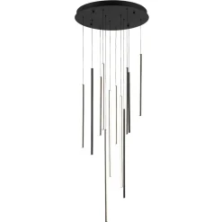 (OpenBox) Modern 12-Light Black Cluster Tube LED Pendant Light