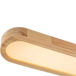 (OpenBox) Natural Wood Long Oval Dimmable LED Flush Mount