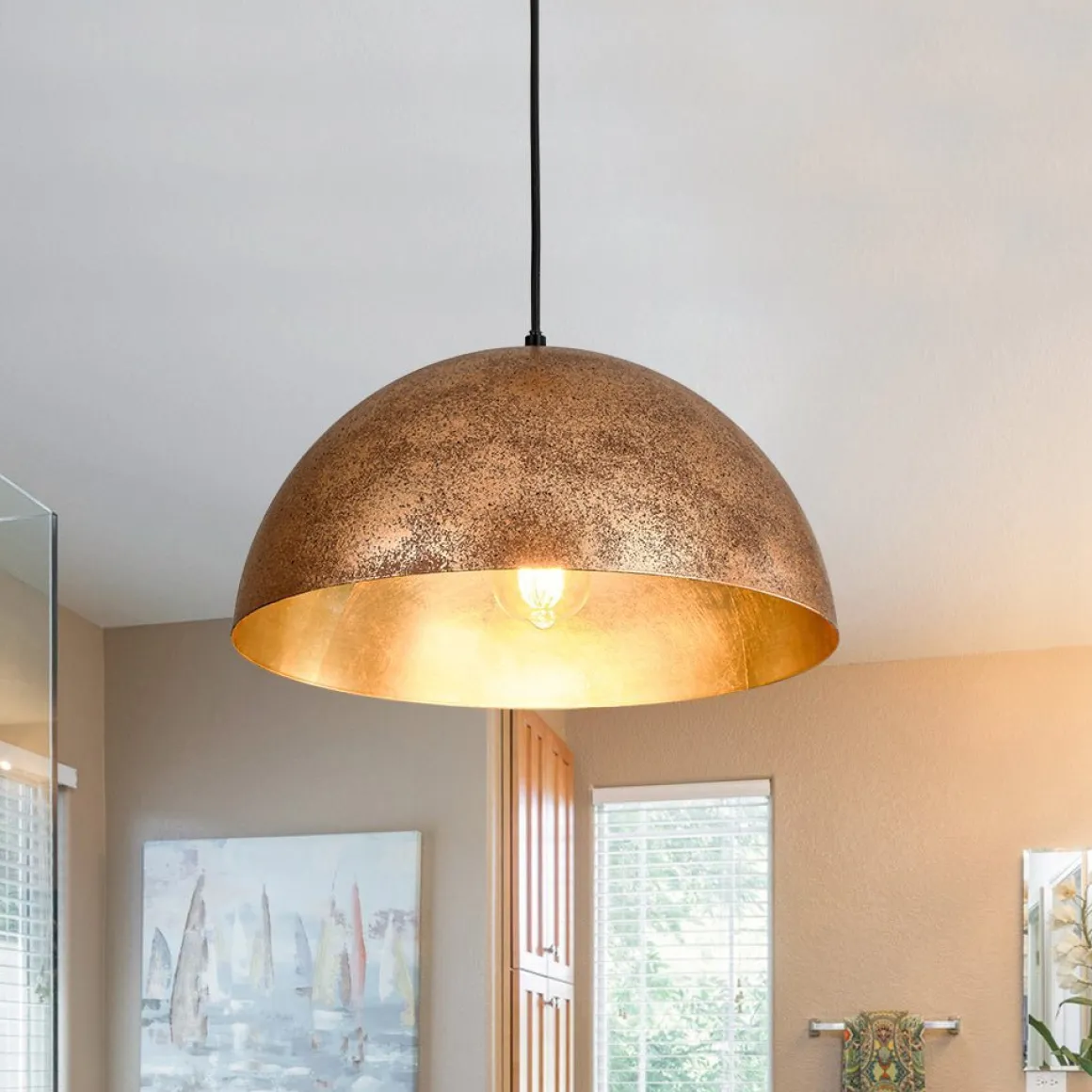 (OpenBox) Oversized Metal Dome Pendant Light