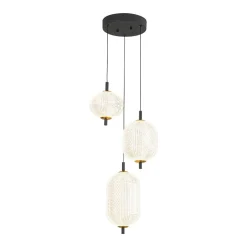 (OpenBox) Prismatic Glass Dimmable LED 3-Light Cluster Round Pendant
