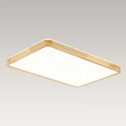 (OpenBox) Rectangle Wood Dimmable LED Flush Mount Light