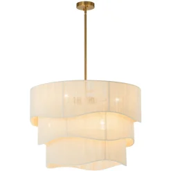 (OpenBox) 3-Tier Beige Woven Thread Drum Pendant Light