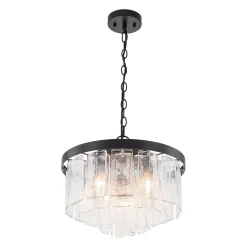 (OpenBox) Tiered Hammered Water Glass Round Semi Flush Mount