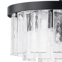 (OpenBox) Tiered Hammered Water Glass Round Semi Flush Mount