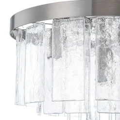 (OpenBox) Tiered Hammered Water Glass Round Semi Flush Mount