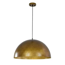 Oversized Antique Dark Rust Iron Dome Pendant Light