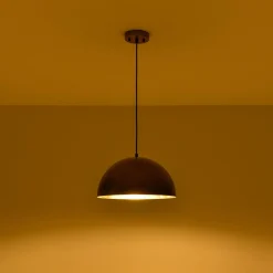 Oversized Antique Dark Rust Iron Dome Pendant Light