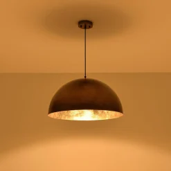Oversized Antique Dark Rust Iron Dome Pendant Light