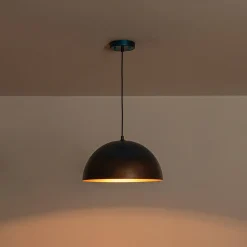 Oversized Industrial Oxidized Copper Patina Dome Pendant