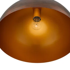 Oversized Industrial Oxidized Copper Patina Dome Pendant