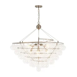 Oversized 8-Light Spiral Tiered Clear Glass Bubble Chandelier