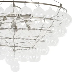 Oversized 8-Light Spiral Tiered Clear Glass Bubble Chandelier