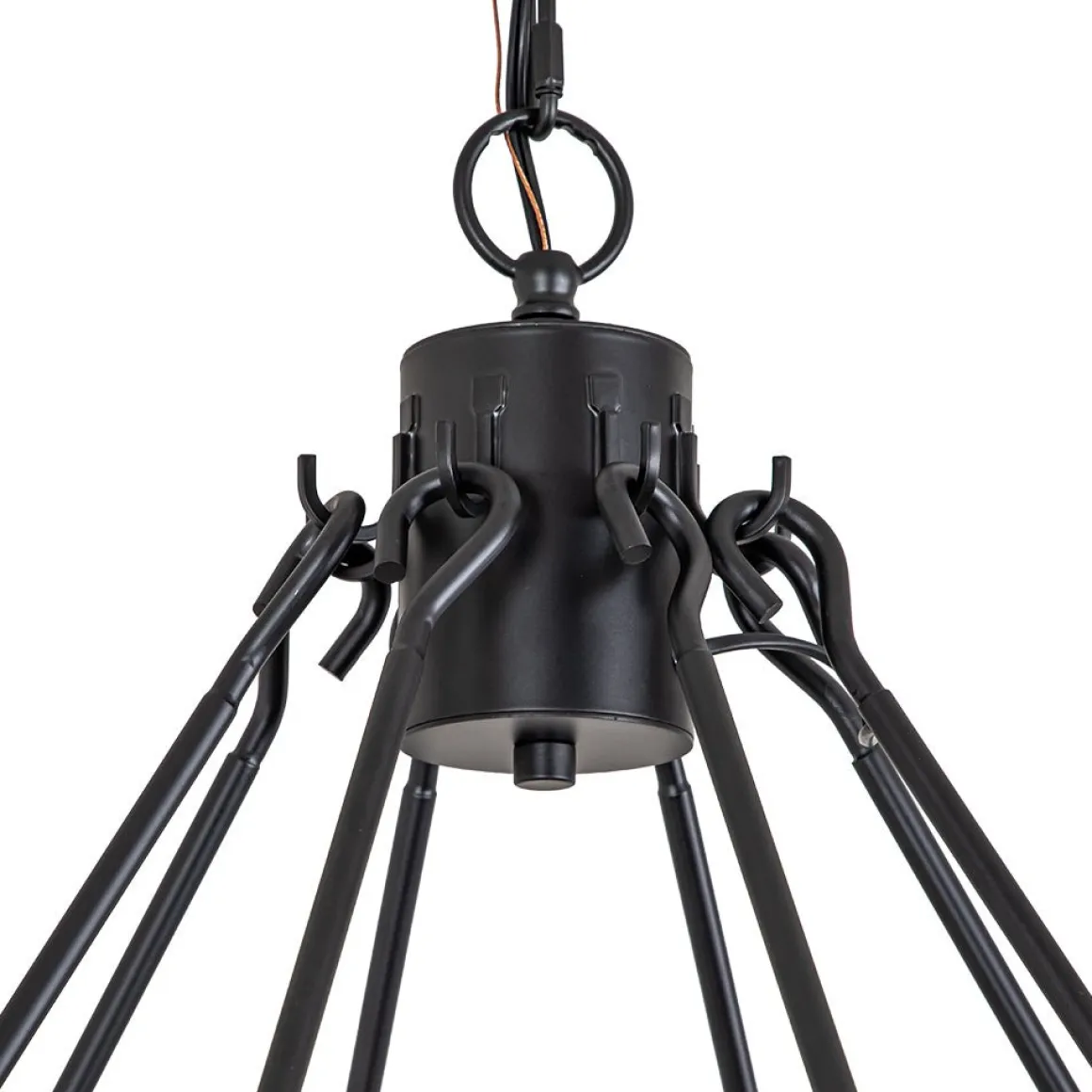 Oversized Vintage Black Candle Style Wagon Wheel Chandelier