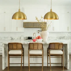 Oversized Vintage Luxe Brass Wide Iron Dome Pendant