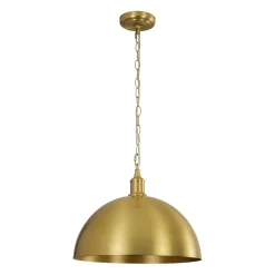 Oversized Vintage Luxe Brass Wide Iron Dome Pendant