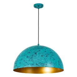 Oxidized Copper Verdigris Turquoise Oversized Dome Pendant