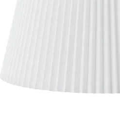 Pleated White Linen Conical Drum Cage Pendant Light