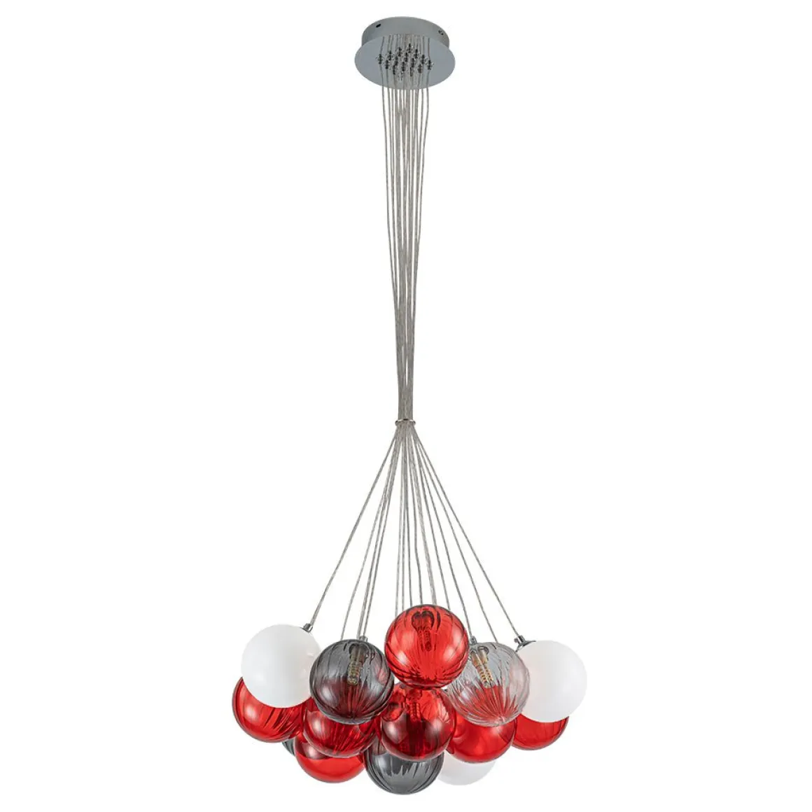 Pop Art Red Orange Hue Cluster Glass Globe Bubble Chandelier