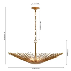 Radiant Luxe Antique Gild Gold Foiled Oversized Sunburst Chandelier