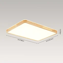 Rectangle Wood Dimmable LED Flush Mount Light
