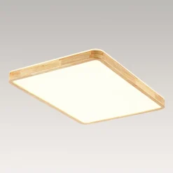 Rectangle Wood Dimmable LED Flush Mount Light