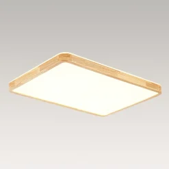 Rectangle Wood Dimmable LED Flush Mount Light