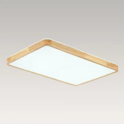 Rectangle Wood Dimmable LED Flush Mount Light