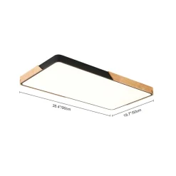 Rectangle Wood Dimmable LED Flush Mount Ceiling Light