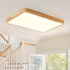Rectangle Wooden Dimmable LED Flush Mount Ceiling Light