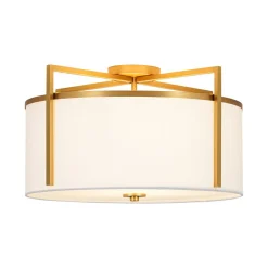 Retro Wide Drum Round Linen Cage Semi Flush Mount
