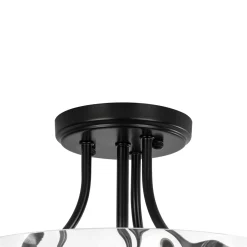 Round Drum Hammered Glass Semi Flush Mount