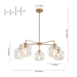 Round Globe Sputnik 5-light Chandelier Bubble Glass Design