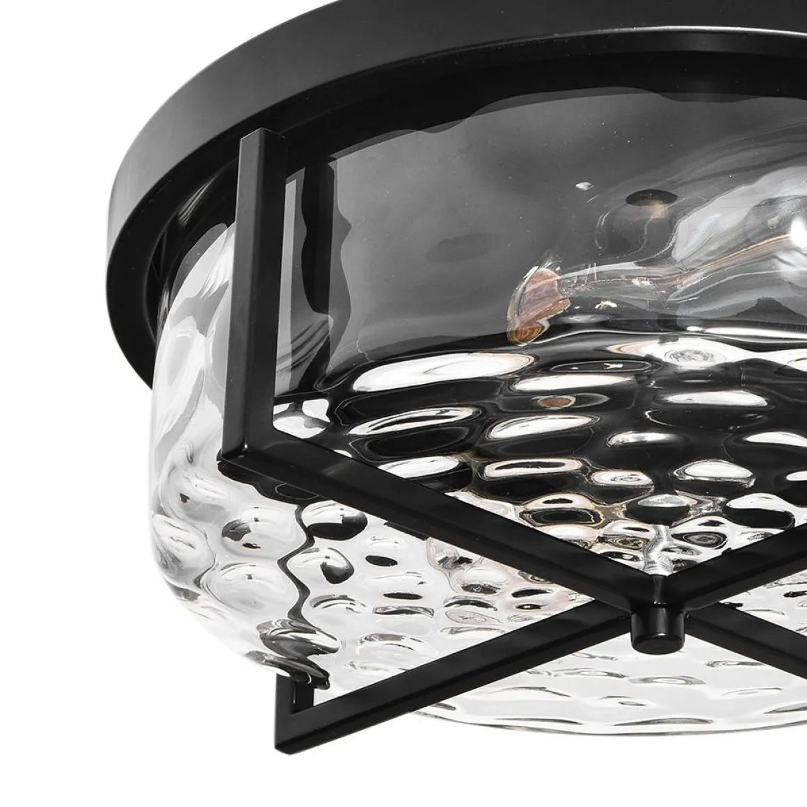 Round Hammered Glass Ceiling Light
