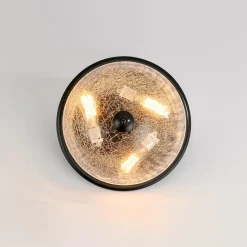 Round Textured Crackled Glass Flush Mount Ceiling Light