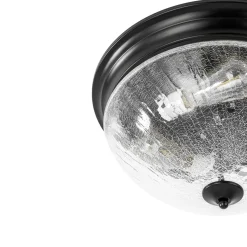 Round Textured Crackled Glass Flush Mount Ceiling Light