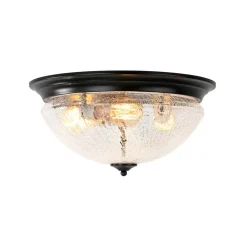Round Textured Crackled Glass Flush Mount Ceiling Light