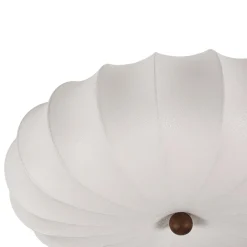 Round White Silk Scalloped Cage Ceiling Light