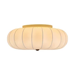 Round White Silk Scalloped Cage Ceiling Light