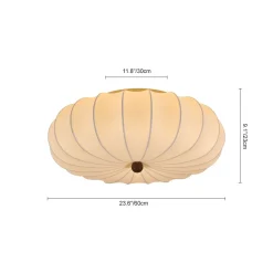 Round White Silk Scalloped Cage Ceiling Light