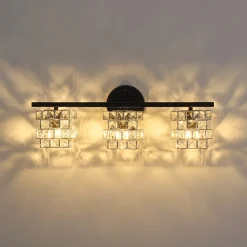 Rubik Cube Style Faceted Crystal Shade Vanity Wall Sconce