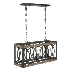 Rustic Aged Wooden Rectangle Box Kitchen Island Pendant