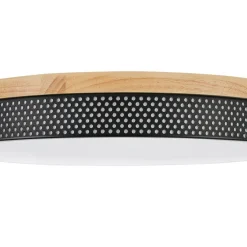 Rustic Black Mesh Wooden Dimmable LED Round Ceiling Light