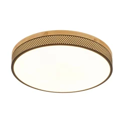 Rustic Black Mesh Wooden Dimmable LED Round Ceiling Light