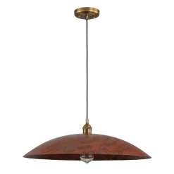 Rustic Brown 1-Light Oversized Flat Dome Pendant Light