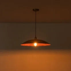 Rustic Brown 1-Light Oversized Flat Dome Pendant Light
