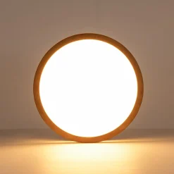Rustic Dimmable LED Walnut Wooden Round Ceiling Light
