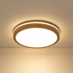 Rustic Dimmable LED Walnut Wooden Round Ceiling Light