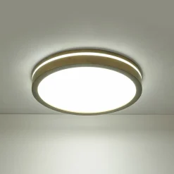 Rustic Dimmable LED Walnut Wooden Round Ceiling Light