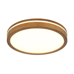 Rustic Dimmable LED Walnut Wooden Round Ceiling Light