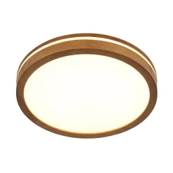 Rustic Dimmable LED Walnut Wooden Round Ceiling Light